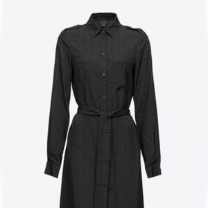 Lesley Evers Black eyelet Polka dot Button Down Shirt dress Size L